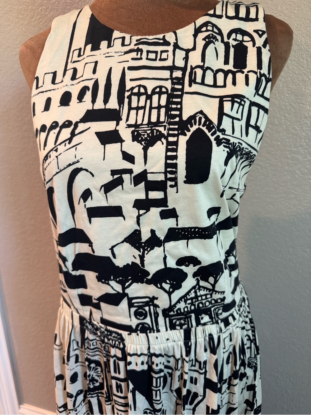 Weekend Max Mara PAPIRO XL Black Ivory Architectural Print Cotton Dress Italy - Picture 2 of 10